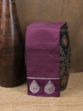 Dupion fancy saree wine color allover zari motifs & zari border with zari pallu and contrast blouse