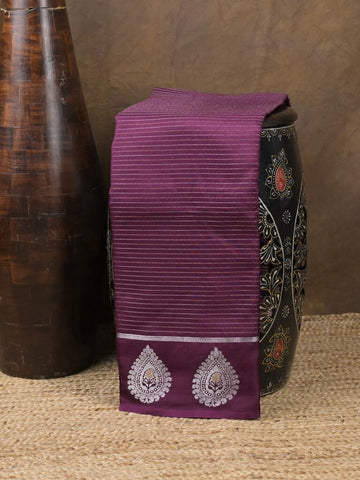 Dupion fancy saree wine color allover zari motifs & zari border with zari pallu and contrast blouse