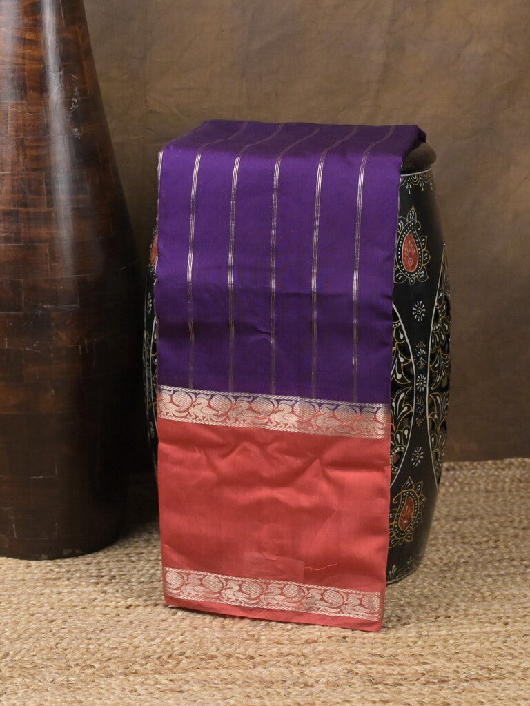 Maheshwari fancy saree navy blue color allover zari motifs & zari border with zari pallu and contrast blouse