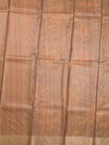 Tussar fancy saree blue color allover prints & small kaddi border with printed pallu and attached contrast plain blouse
