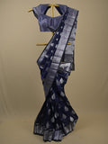 Rocket saree Chanderi saree in navy blue color