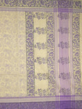 Mangalagiri cotton saree light cream color allover prints & contrast border with printed pallu and self blouse