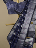 Rocket saree Chanderi saree in navy blue color