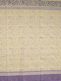 Mangalagiri cotton saree light cream color allover prints & contrast border with printed pallu and self blouse