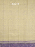 Mangalagiri cotton saree light cream color allover prints & contrast border with printed pallu and self blouse