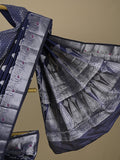 Rocket saree Chanderi saree in navy blue color