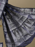 Rocket saree Chanderi saree in navy blue color