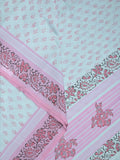 Mangalagiri cotton saree light blue color allover prints & contrast border with printed pallu and self blouse