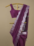 Rocket saree Chanderi saree in navy wine color