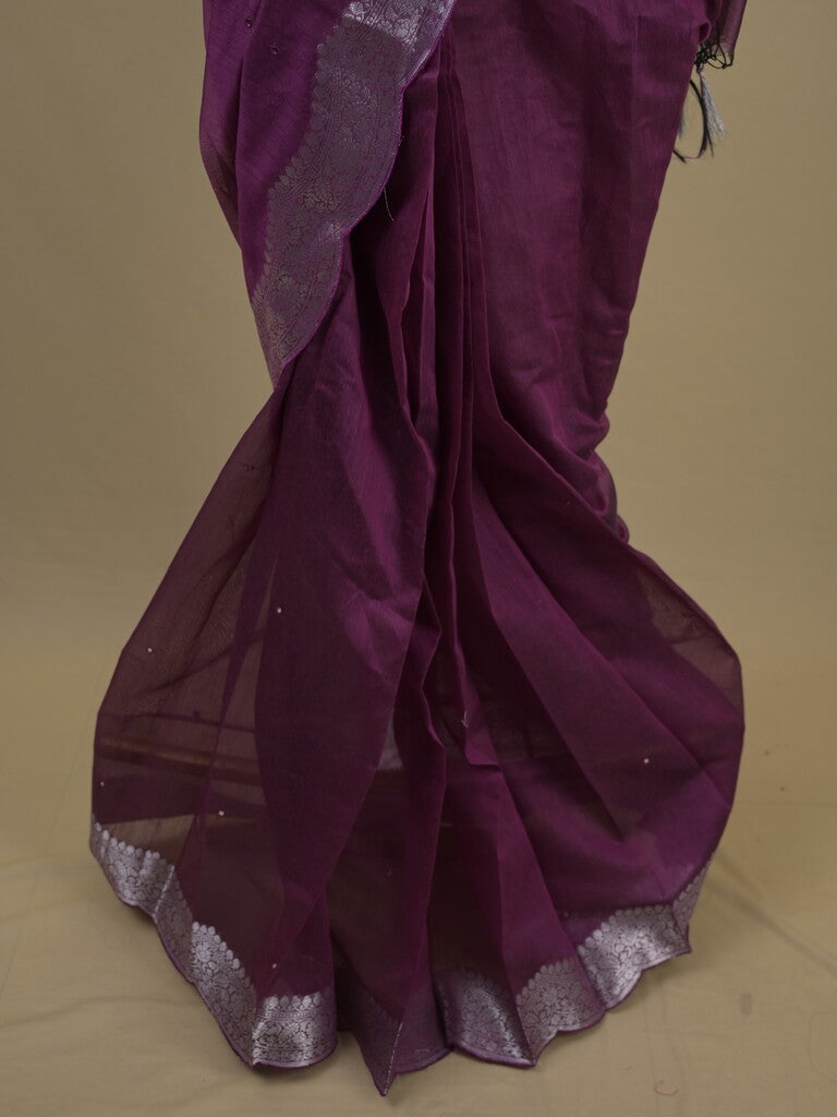 Rocket saree Chanderi saree in navy wine color