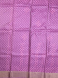 Tussar fancy saree purple color allover prints & small kaddi border with printed pallu and attached plain blouse