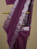 Rocket saree Chanderi saree in navy wine color
