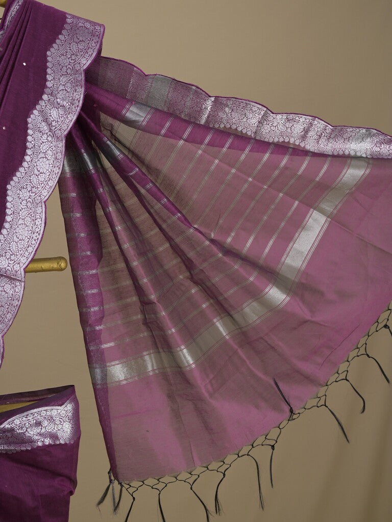Rocket saree Chanderi saree in navy wine color