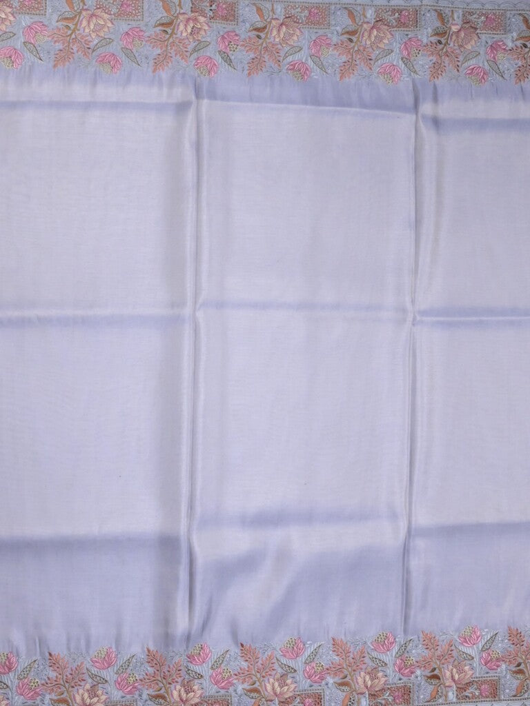 Dola tissue fancy sarees light lavender color allover plain & embroidery border with printed pallu and printed blouse