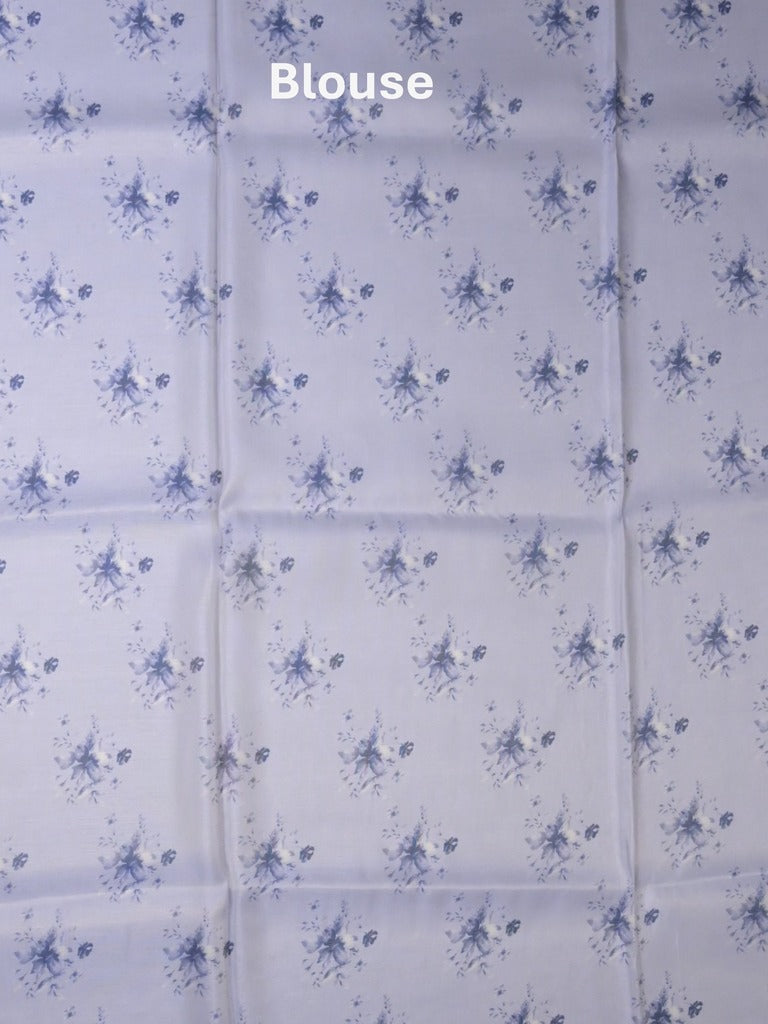 Dola tissue fancy sarees light lavender color allover plain & embroidery border with printed pallu and printed blouse