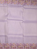 Dola tissue fancy sarees light purple color allover plain & embroidery border with printed pallu and printed blouse