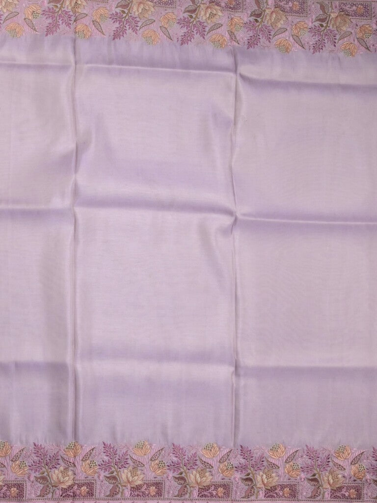 Dola tissue fancy sarees light purple color allover plain & embroidery border with printed pallu and printed blouse