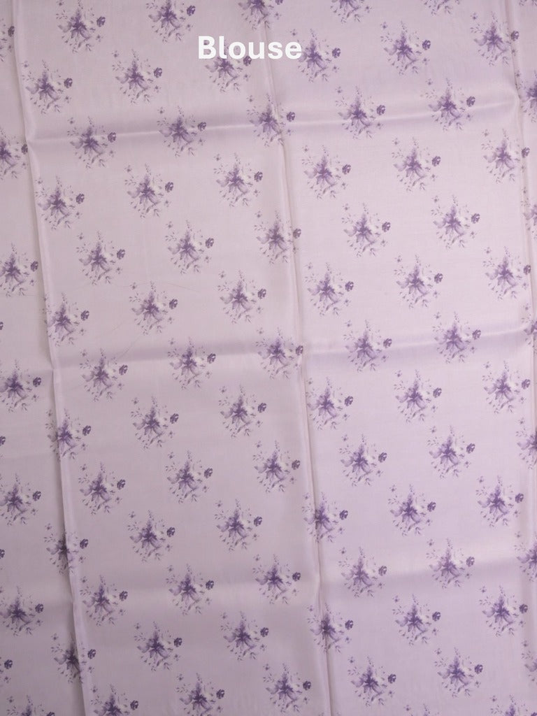Dola tissue fancy sarees light purple color allover plain & embroidery border with printed pallu and printed blouse