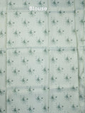 Dola tissue fancy sarees pastel blue color allover plain & embroidery border with printed pallu and printed blouse