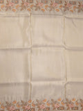 Dola tissue fancy sarees light cream color allover plain & embroidery border with printed pallu and printed blouse