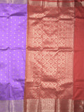 Banaras fancy saree lavender color allover zari motifs & zari border with rich contrast pallu and plain blouse