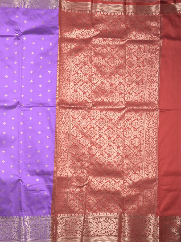 Banaras fancy saree lavender color allover zari motifs & zari border with rich contrast pallu and plain blouse
