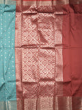 Banaras fancy saree light blue color allover zari motifs & zari border with rich contrast pallu and plain blouse
