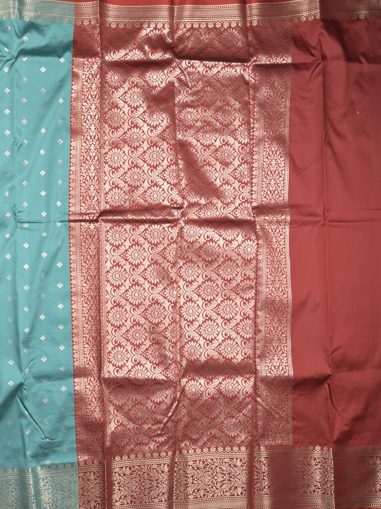 Banaras fancy saree light blue color allover zari motifs & zari border with rich contrast pallu and plain blouse