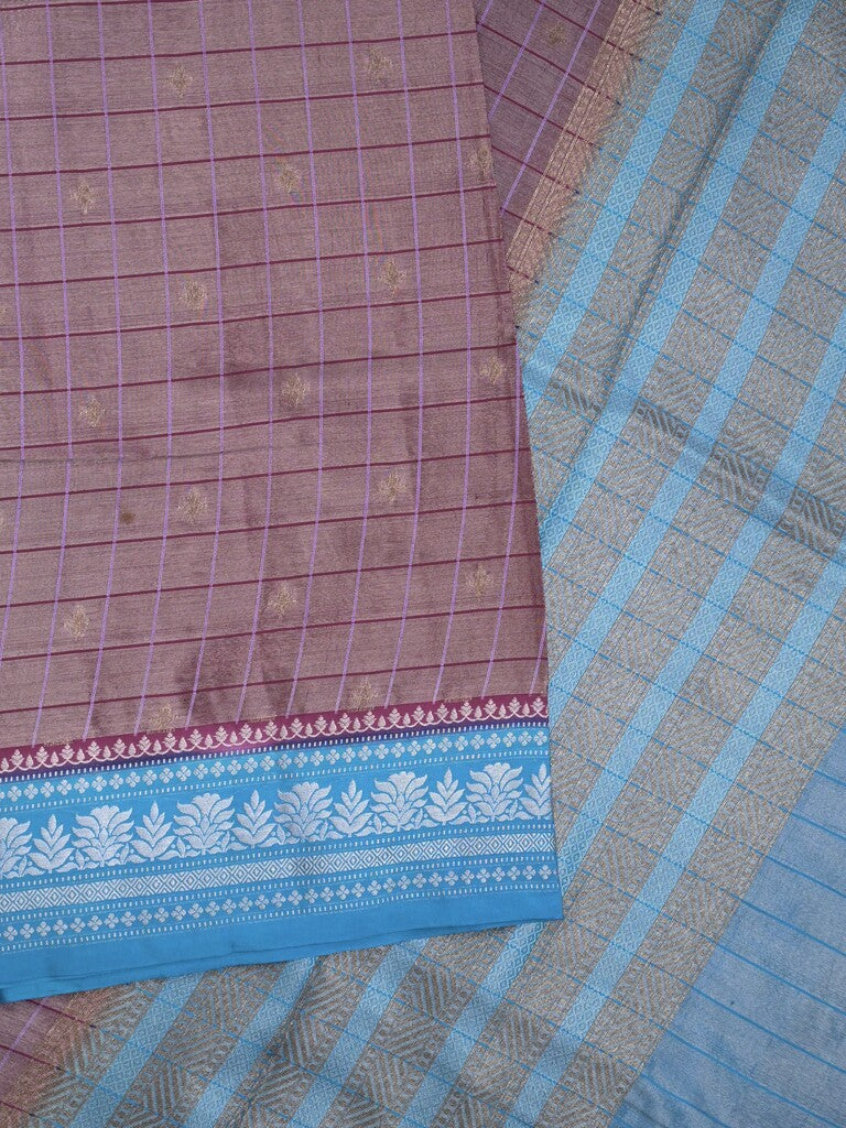 Dupion tissue fancy sarees dark purple color allover zari motifs & zari border with rich pallu and contrast blouse