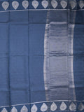 Dupion fancy saree blue color allover zari motifs & zari border with zari pallu and contrast blouse