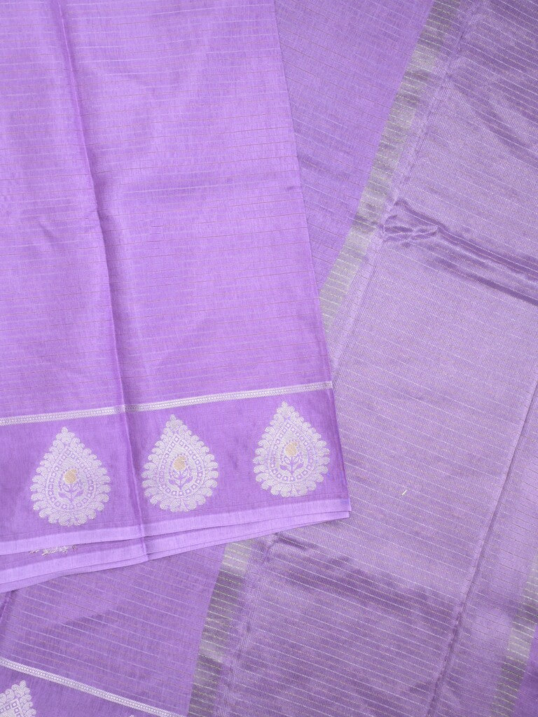 Dupion fancy saree light purple color allover zari motifs & zari border with zari pallu and contrast blouse
