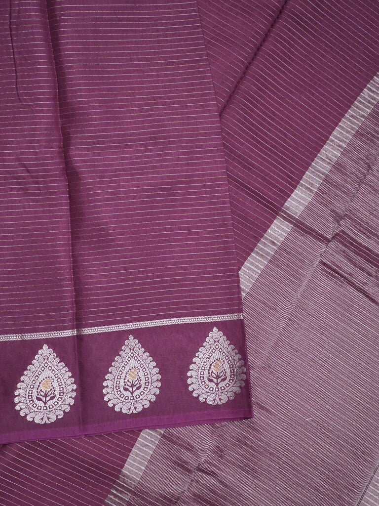 Dupion fancy saree wine color allover zari motifs & zari border with zari pallu and contrast blouse