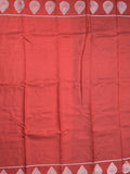 Dupion fancy saree red color allover zari motifs & zari border with zari pallu and contrast blouse
