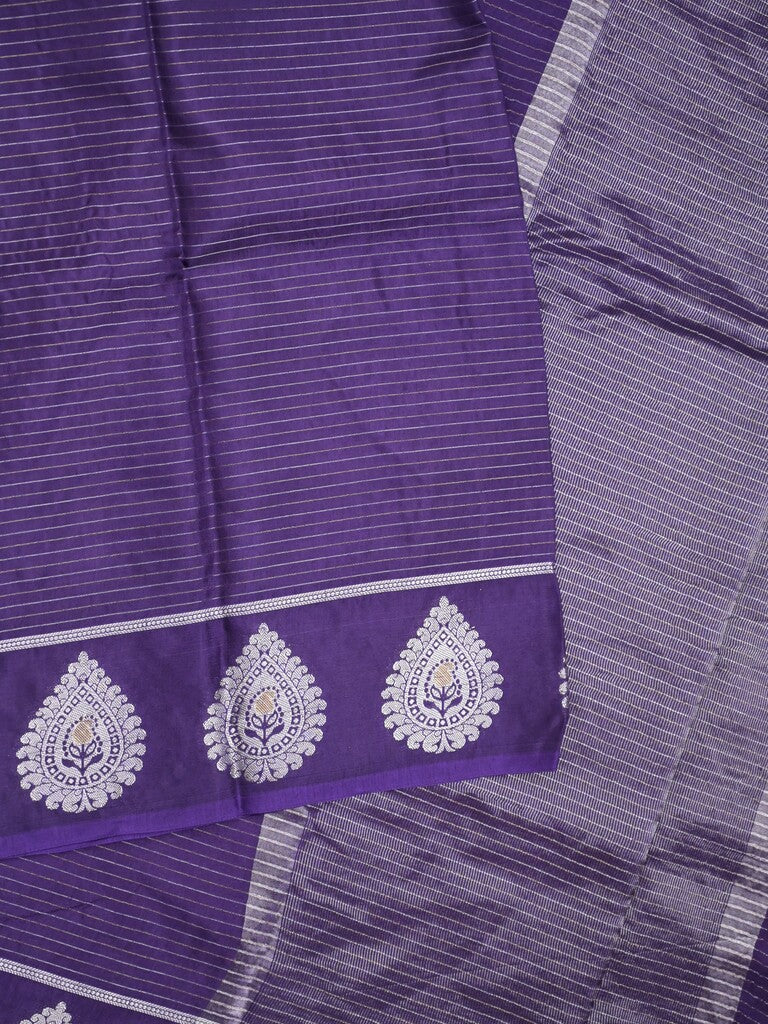 Dupion fancy saree royal blue color allover zari motifs & zari border with zari pallu and contrast blouse