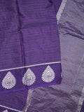 Dupion fancy saree royal blue color allover zari motifs & zari border with zari pallu and contrast blouse