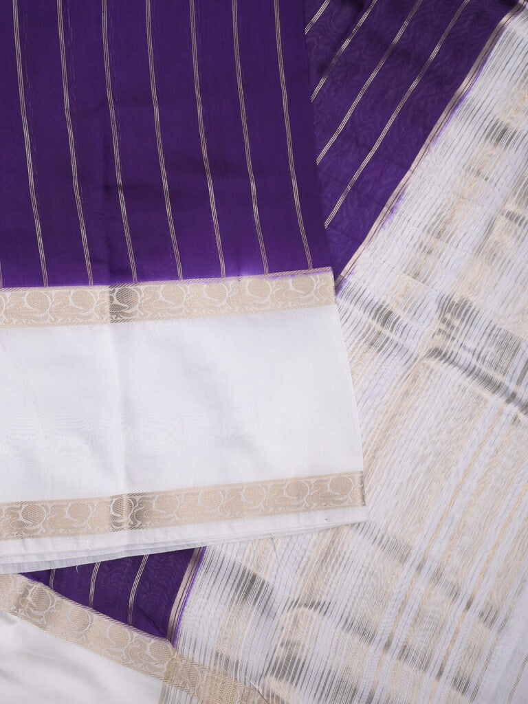 Maheshwari fancy saree ink blue color allover zari motifs & zari border with zari pallu and contrast blouse