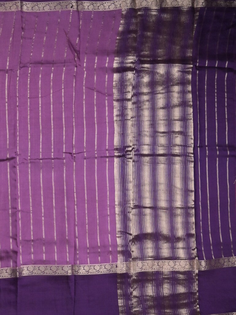 Maheshwari fancy saree purple color allover zari motifs & zari border with zari pallu and contrast blouse