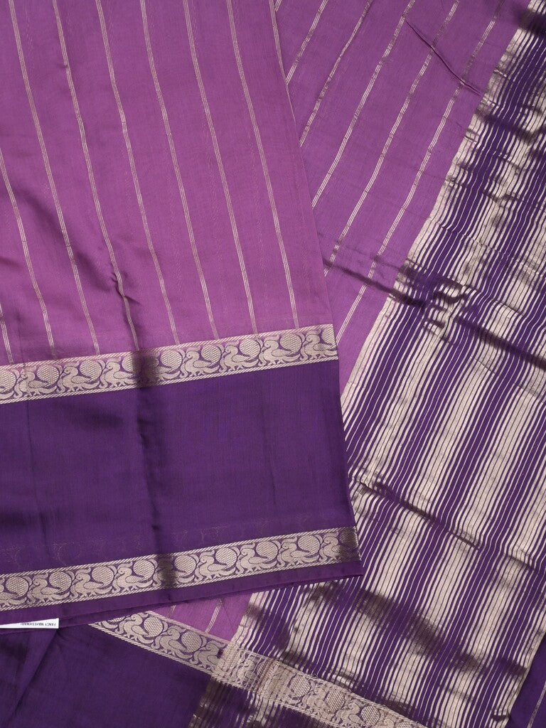 Maheshwari fancy saree purple color allover zari motifs & zari border with zari pallu and contrast blouse