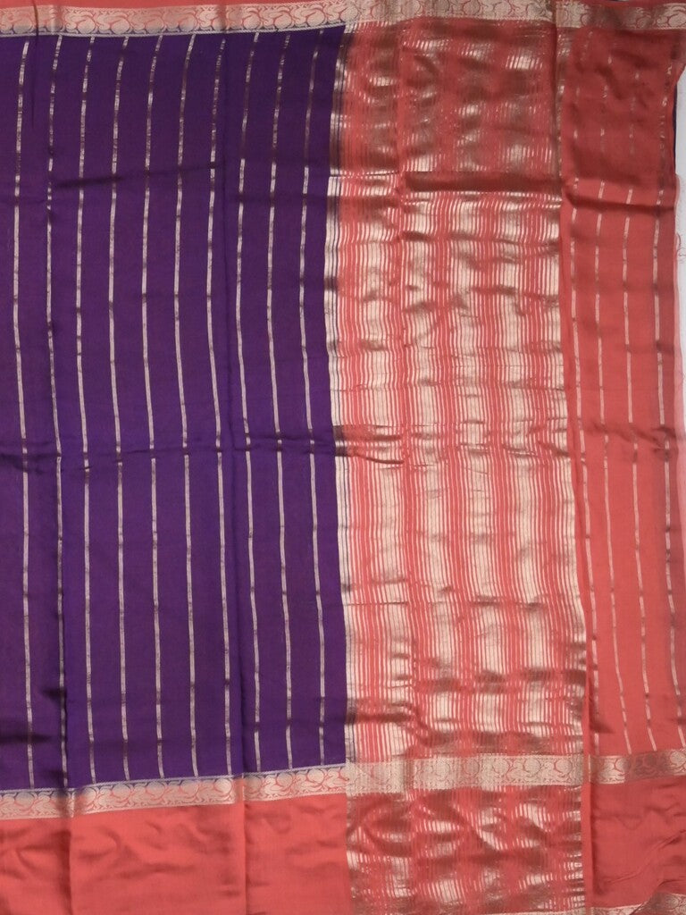 Maheshwari fancy saree navy blue color allover zari motifs & zari border with zari pallu and contrast blouse