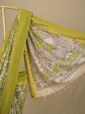 Kalamkari silk saree in cream, featuring a contrast color border and plain matching blouse