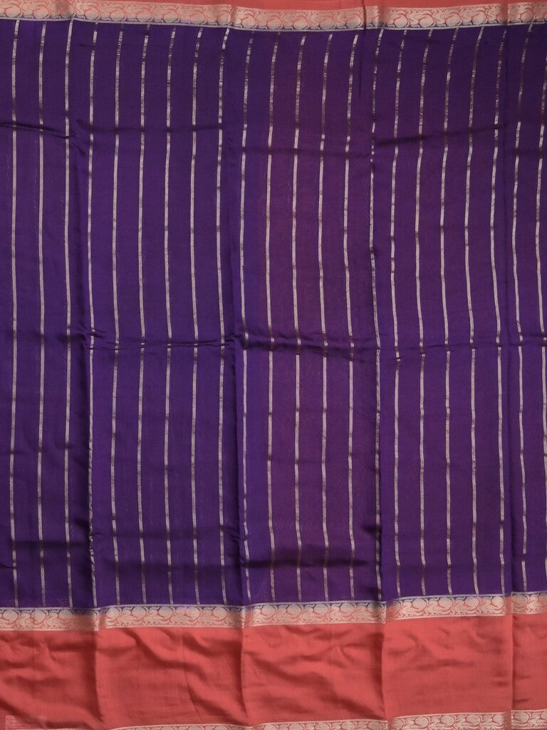 Maheshwari fancy saree navy blue color allover zari motifs & zari border with zari pallu and contrast blouse