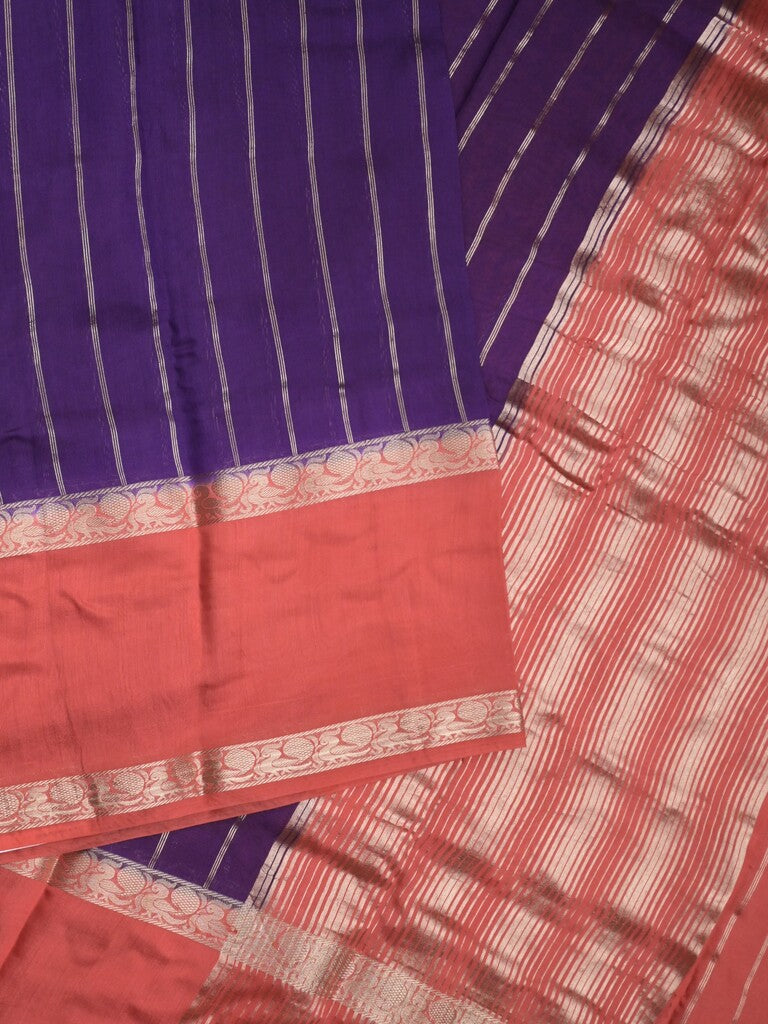Maheshwari fancy saree navy blue color allover zari motifs & zari border with zari pallu and contrast blouse