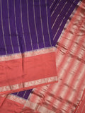 Maheshwari fancy saree navy blue color allover zari motifs & zari border with zari pallu and contrast blouse