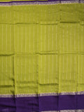 Maheshwari fancy saree parrot green color allover zari motifs & zari border with zari pallu and contrast blouse