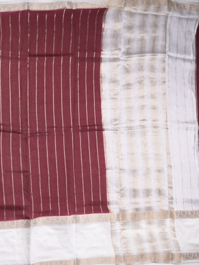 Maheshwari fancy saree maroon color allover zari motifs & zari border with zari pallu and contrast blouse