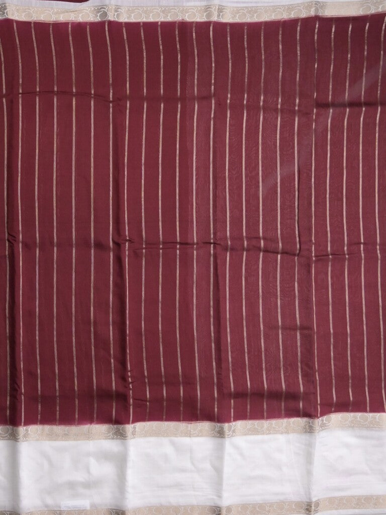 Maheshwari fancy saree maroon color allover zari motifs & zari border with zari pallu and contrast blouse