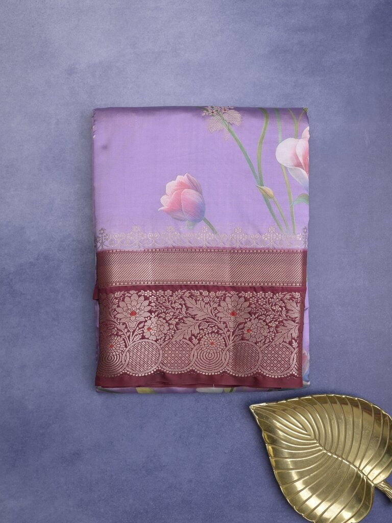 Tussar fancy saree for women | purple | zari border | party wear