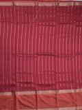 Maheshwari fancy saree cherry pink color allover zari motifs & zari border with zari pallu and contrast blouse