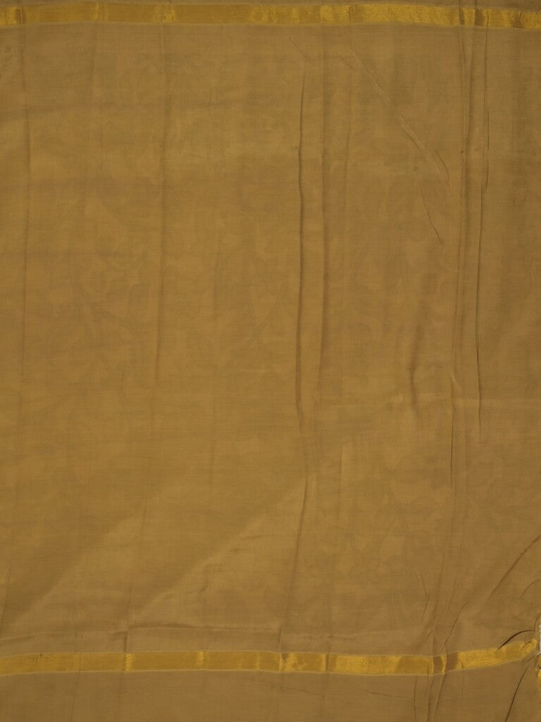 Kalamkari silk saree in cream, featuring a contrast color border and plain matching blouse