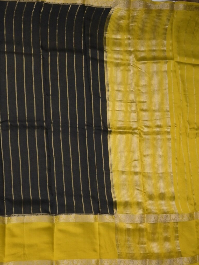Maheshwari fancy saree black color allover zari motifs & zari border with zari pallu and contrast blouse